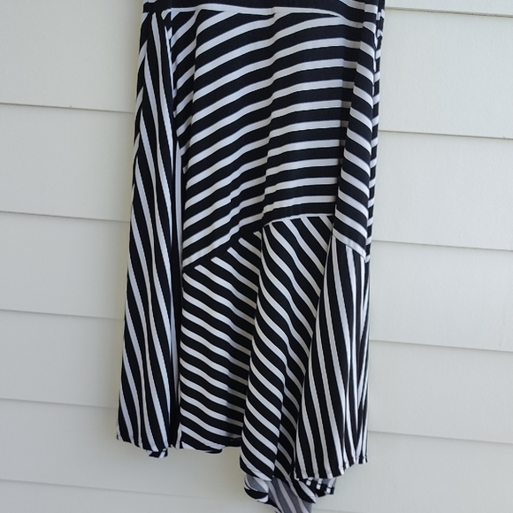 George Asymmetrical Black and White Striped Dress - Picture 3 of 3